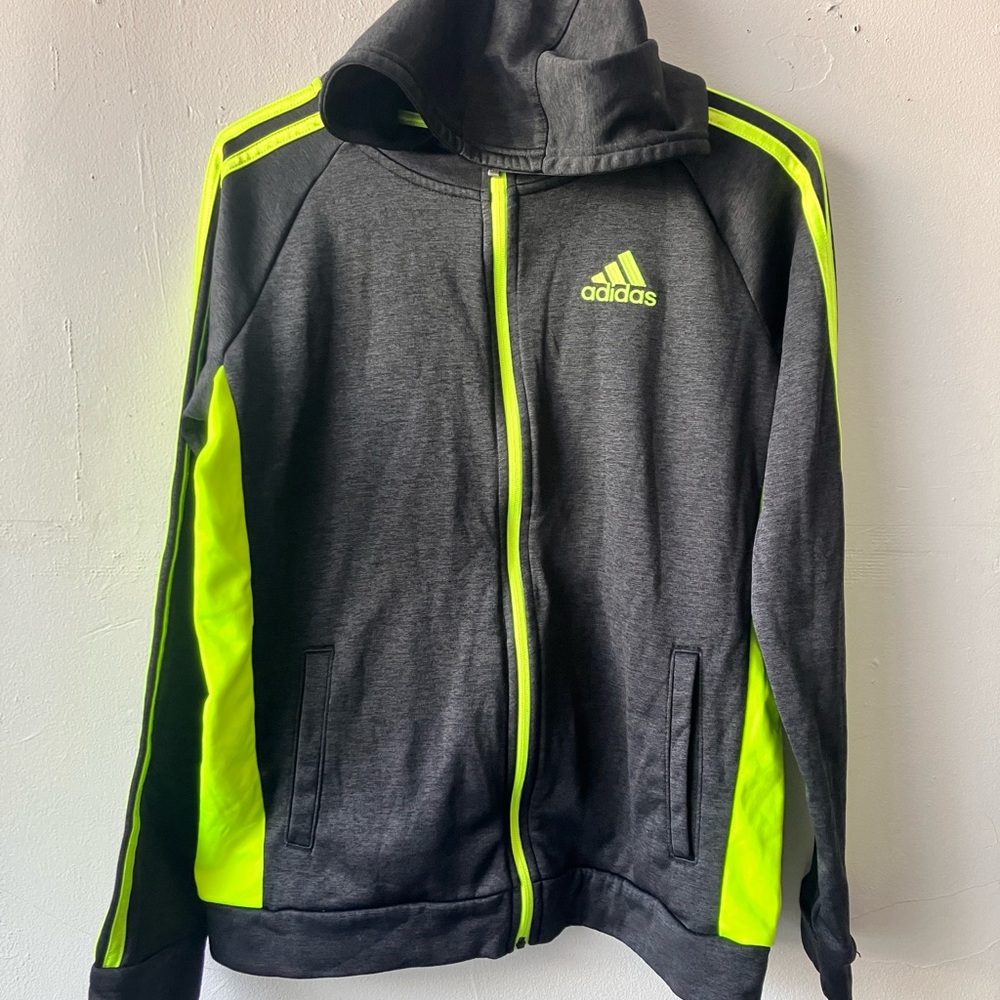 Adidas Kids Charcoal and Lime Jacket
